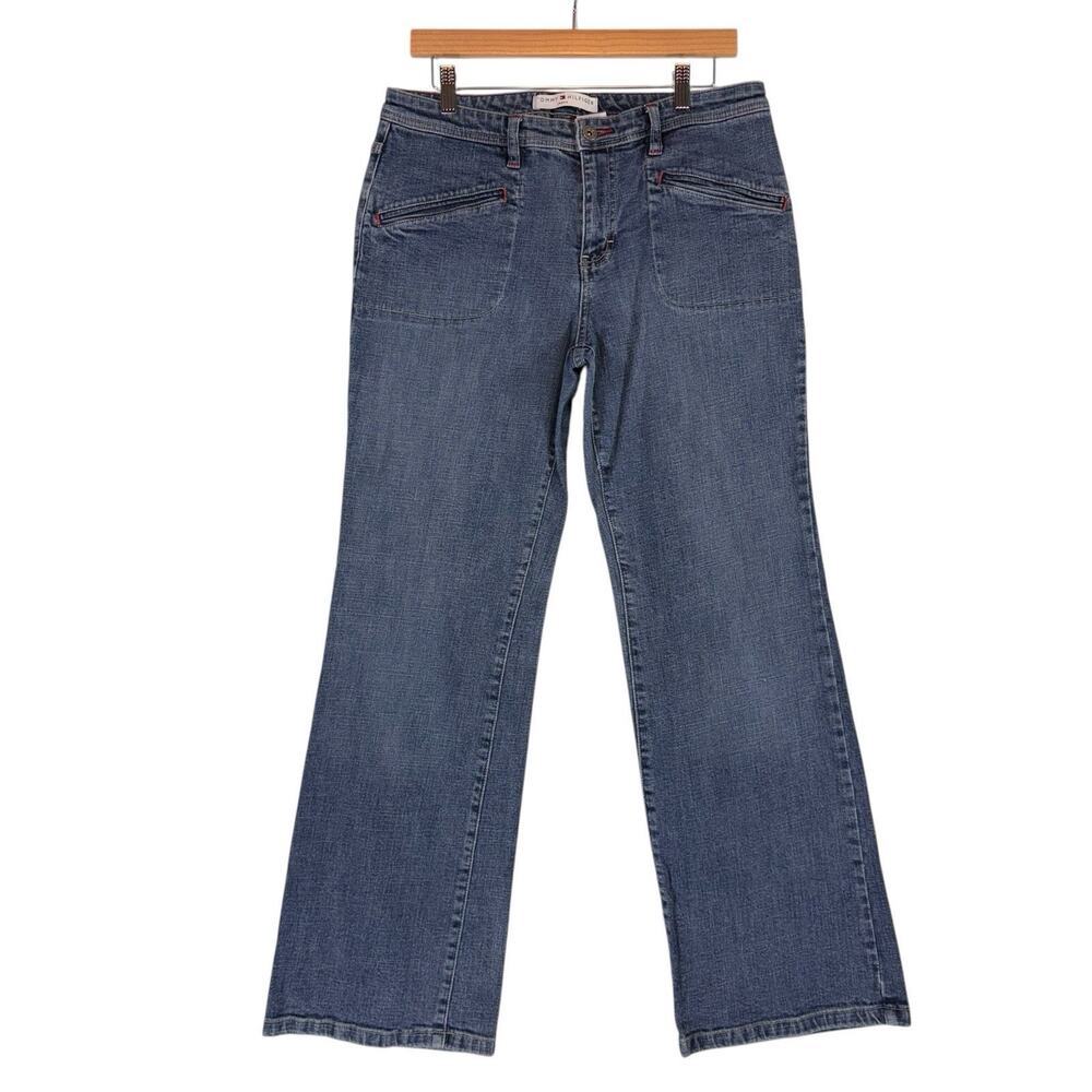 VTG 2003 Y2k TOMMY HILFIGER Jeans Womens SIZE 32x30 Wide Leg Flap Pocket Size 12